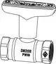 Kugelhahn mit T-Griff und Innengewinde, gefertigt aus Rotguss. Hersteller IMI Hydronic Engineering. Sichtbare Kennzeichnung: DN20R PN16.